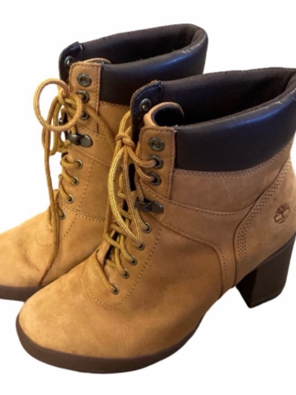 Timberland Ortholite Women's Lace-Up Heeled Ankle Boots in Wheat-Size 8